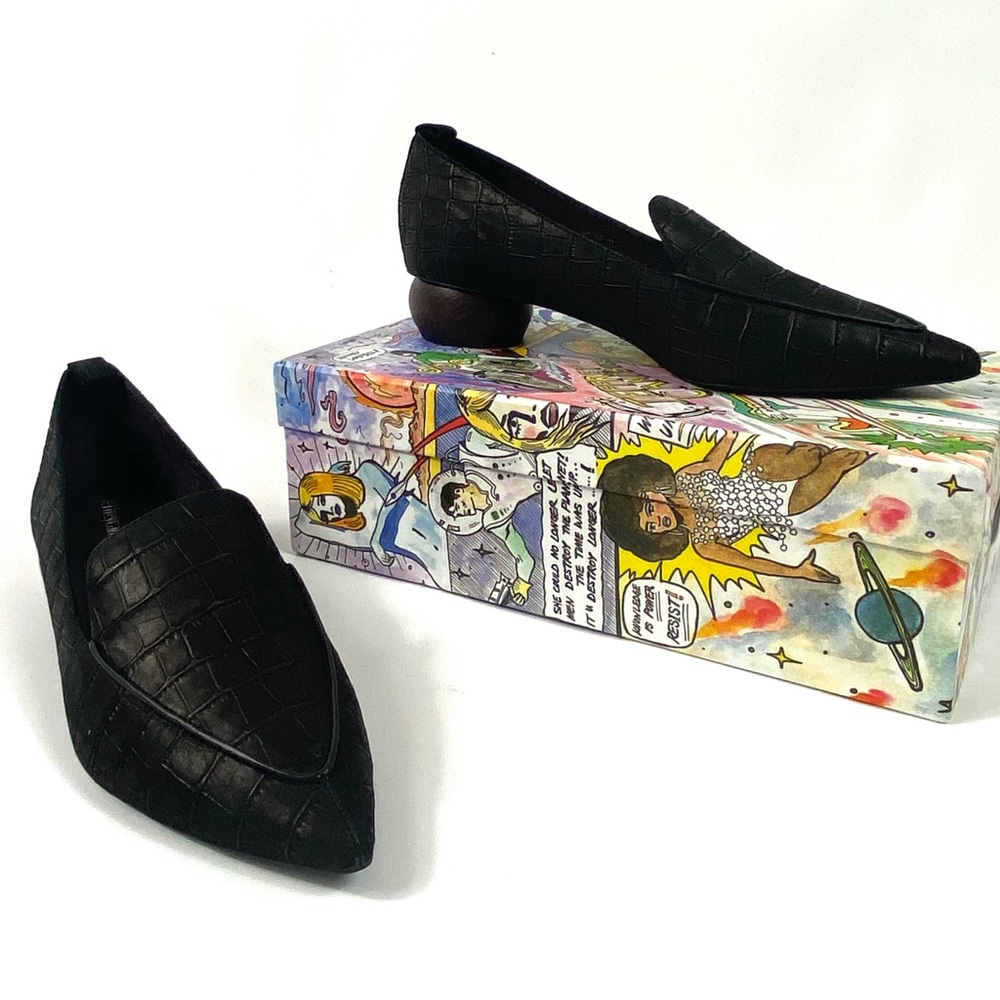 Jeffrey Campbell Viona Loafer Matte Black Croc